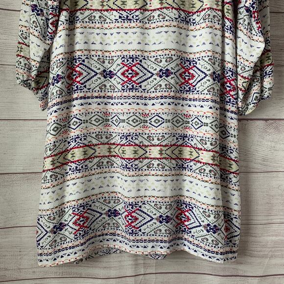 Skies are Blue Multi-colored Geometric Tunic Shift Dress Embroidered Boho Size M - Picture 6 of 15